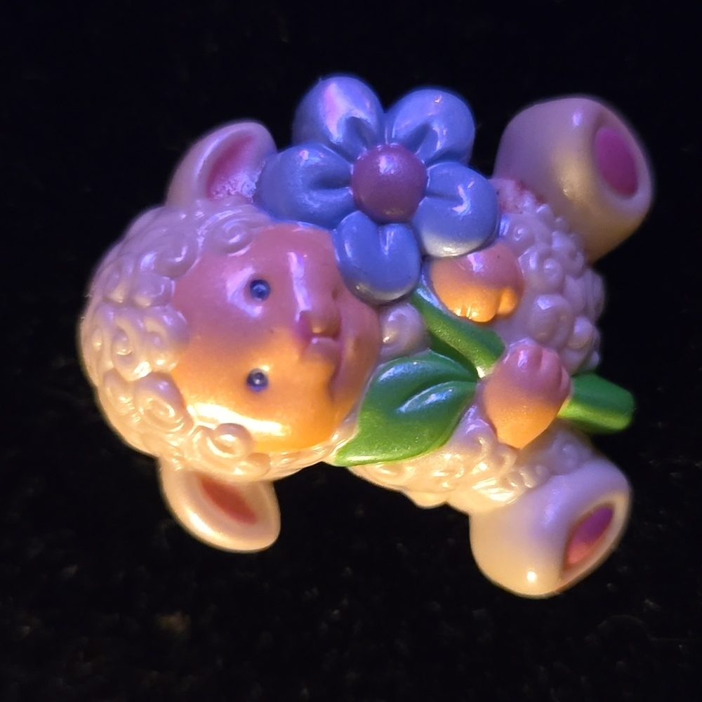 Russ Very Rare Lamb Brooch with Blue Flower HTF